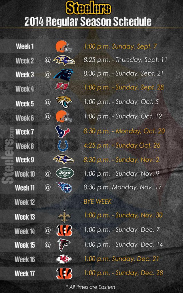 Pittsburgh Steelers 2014 Schedule Released A Breakdown of All 16 Games