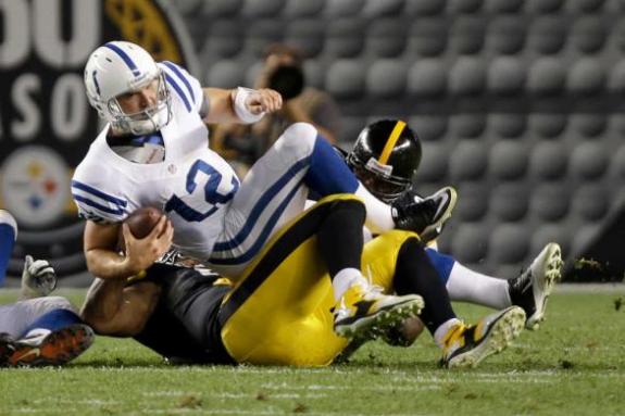 Andrew+Luck+Sacked+Pittsburgh+Steelers+Defense